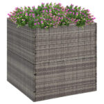 Sturdy Poly Rattan Garden Planter in Grey - Ideal for Flowers and Plants  Durable and Weather-Resistant