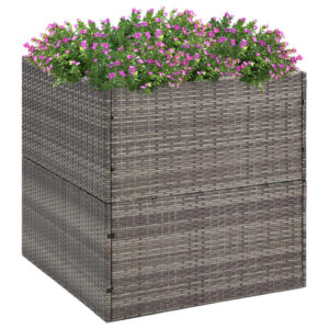 Sturdy Poly Rattan Garden Planter in Grey - Ideal for Flowers and Plants  Durable and Weather-Resistant