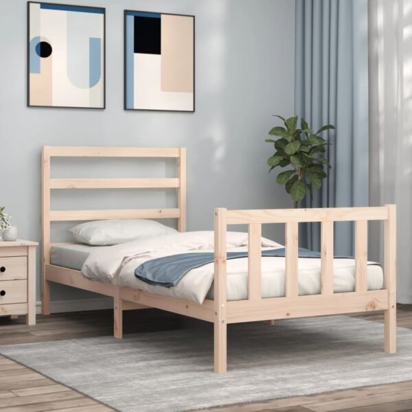 Bed Frame with Headboard 92x187 cm Single Size Solid Wood