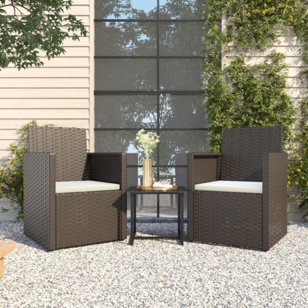 Chic Outdoor Sofa Set with Cushions  Black Poly Rattan  Weather-Resistant  Easy to Clean