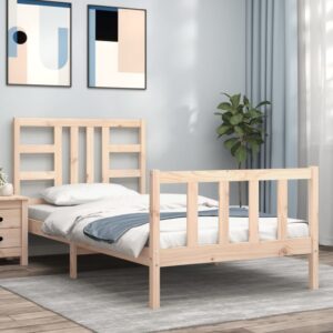 Bed Frame with Headboard 92x187 cm Single Size Solid Wood