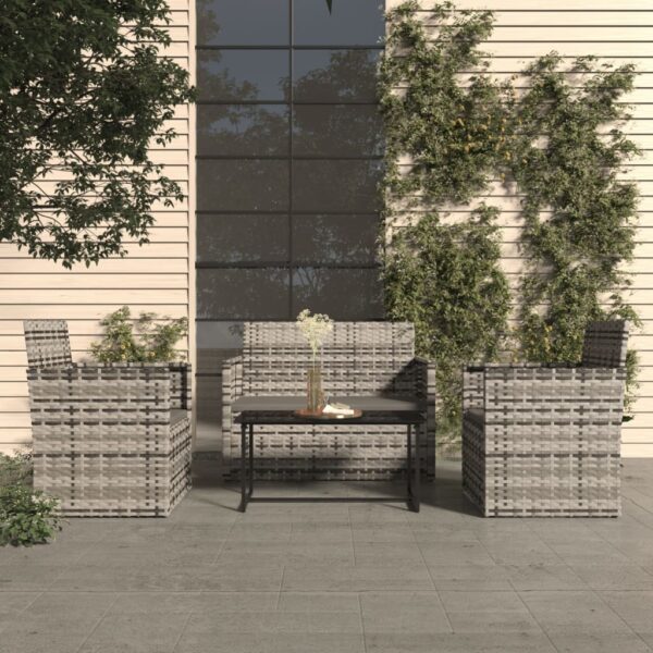 Stylish Grey Outdoor Lounge Set with Cushions  Poly Rattan  UV-Resistant  Lightweight  Easy to Maintain