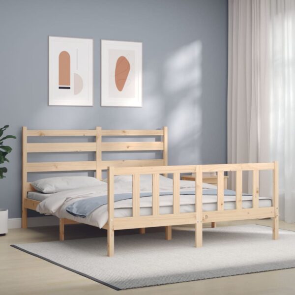 Bed Frame with Headboard 153x203 cm Queen Solid Wood