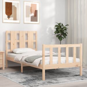 Bed Frame with Headboard 92x187 cm Single Size Solid Wood