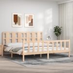 Bed Frame with Headboard 183x203 cm King Solid Wood