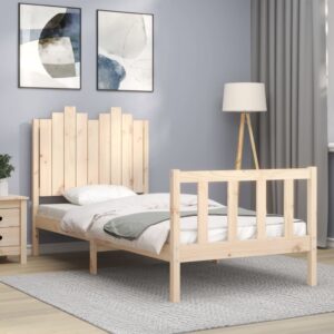 Bed Frame with Headboard 92x187 cm Single Size Solid Wood