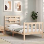 Bed Frame with Headboard 92x187 cm Single Size Solid Wood