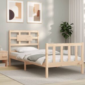 Bed Frame with Headboard 92x187 cm Single Size Solid Wood