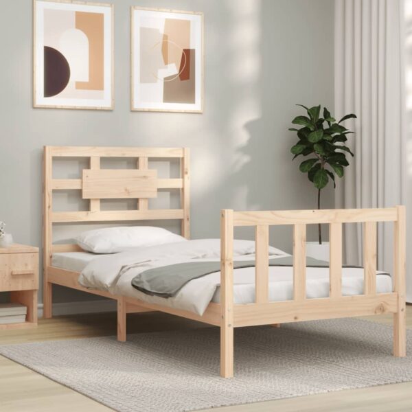 Bed Frame with Headboard 92x187 cm Single Size Solid Wood