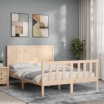 Bed Frame with Headboard 137x187 cm Double Solid Wood