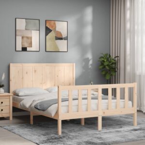 Bed Frame with Headboard 137x187 cm Double Solid Wood