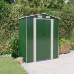 Spacious Green Garden Shed Galvanised Steel Outdoor Storage for Tools and Equipment