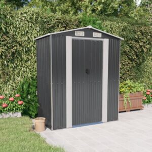 Spacious Anthracite Garden Shed Galvanised Steel Outdoor Storage for Tools and Equipment