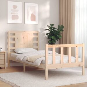 Bed Frame with Headboard 92x187 cm Single Size Solid Wood