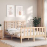 Bed Frame with Headboard 137x187 cm Double Solid Wood