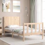 Bed Frame with Headboard 92x187 cm Single Size Solid Wood