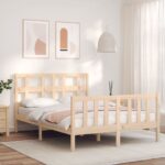 Bed Frame with Headboard 137x187 cm Double Solid Wood