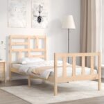 Bed Frame with Headboard 92x187 cm Single Size Solid Wood