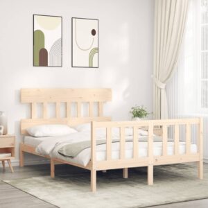 Bed Frame with Headboard 137x187 cm Double Size Solid Wood