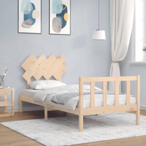 Bed Frame with Headboard 92x187 cm Single Size Solid Wood