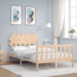 Bed Frame with Headboard 137x187 cm Double Solid Wood