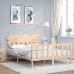 Bed Frame with Headboard 153x203 cm Queen Solid Wood