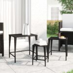 Set of 3 Nesting Tables in Black Poly Rattan - Weather Resistant  Easy to Clean  Indoor and Outdoor Use