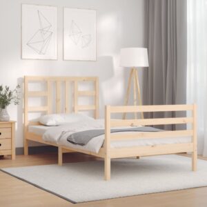 Bed Frame with Headboard 92x187 cm Single Size Solid Wood