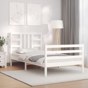 Bed Frame with Headboard White 92x187 cm Single Size Solid Wood