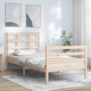 Bed Frame with Headboard 92x187 cm Single Size Solid Wood