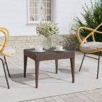 Stylish Side Table in Brown - Poly Rattan and Tempered Glass - Indoor and Outdoor Use