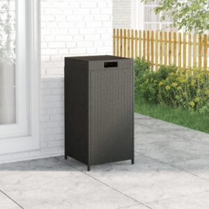 Trash Bin Black 40x40x80 cm Poly Rattan