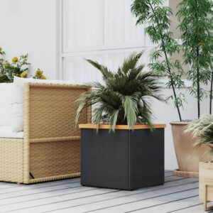 Black Poly Rattan Planter for Indoor and Outdoor Use  Durable and Weather Resistant  Ample Space for Plants