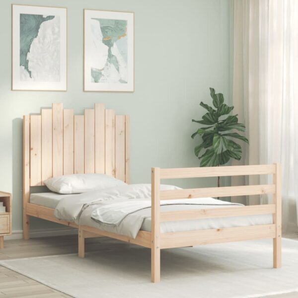 Bed Frame with Headboard 92x187 cm Single Size Solid Wood