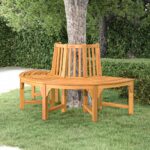 Solid Eucalyptus Wood Half Round Tree Bench  Outdoor Garden Furniture  Water Repellent