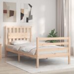 Bed Frame with Headboard 92x187 cm Single Size Solid Wood