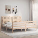 Bed Frame with Headboard 183x203 cm King Solid Wood