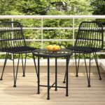 Stylish Black Dining Table with Tempered Glass Top and Steel Frame  UV-Resistant  Ideal for Garden and Patio