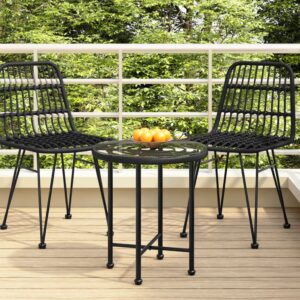 Stylish Black Dining Table with Tempered Glass Top and Steel Frame  UV-Resistant  Ideal for Garden and Patio