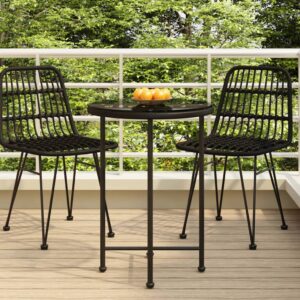 Stylish Black Dining Table with Tempered Glass Top and Steel Frame  UV-Resistant  Ideal for Garden and Patio