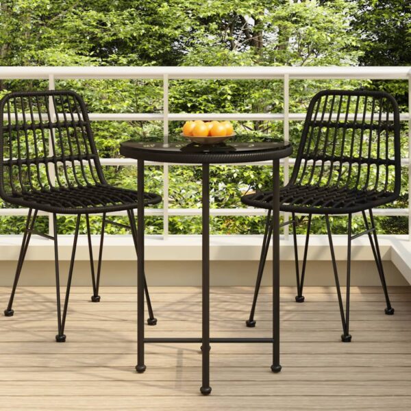 Stylish Black Dining Table with Tempered Glass Top and Steel Frame  UV-Resistant  Ideal for Garden and Patio