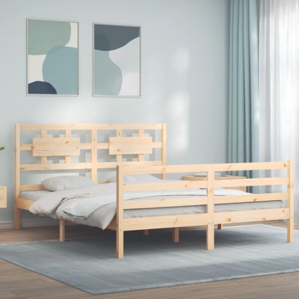 Bed Frame with Headboard 153x203 cm Queen Solid Wood