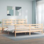 Bed Frame with Headboard 183x203 cm King Solid Wood