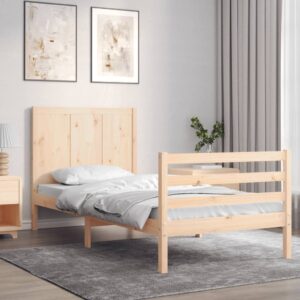 Bed Frame with Headboard 92x187 cm Single Size Solid Wood