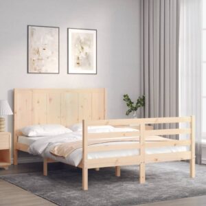 Bed Frame with Headboard 137x187 cm Double Solid Wood