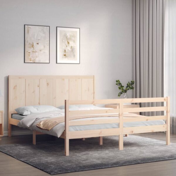 Bed Frame with Headboard 153x203 cm Queen Solid Wood