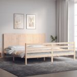 Bed Frame with Headboard 183x203 cm King Solid Wood