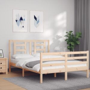 Bed Frame with Headboard 137x187 cm Double Solid Wood