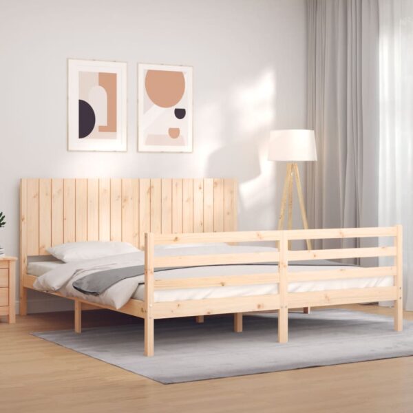 Bed Frame with Headboard 183x203 cm King Solid Wood