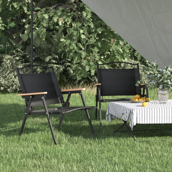 Set of 2 Black Oxford Fabric Camping Chairs - Lightweight  Foldable  Water-Resistant  Durable for Outdoor Use